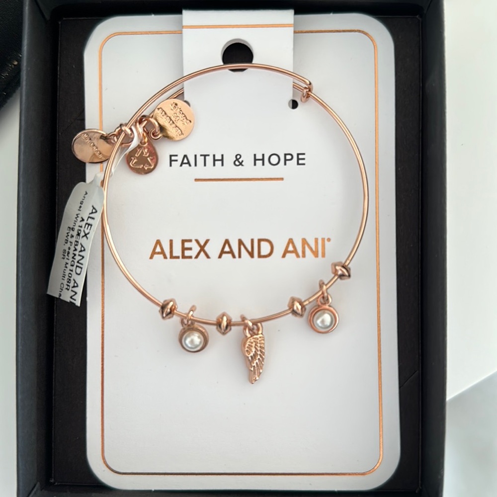Alex and Ani Faith & Hope Angel Wing & Pearl Multi Bracelet